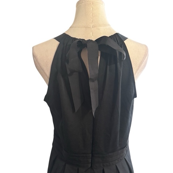 ANN TAYLOR LOFT Black Ribbon Tie Back Bow Sizes 8 Button Sleeveless Midi Party - Picture 5 of 7